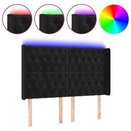 VidaXL Zagłówek do łóżka z LED, czarny, 163x16x118/128 cm, aksamit
