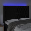 VidaXL Zagłówek do łóżka z LED, czarny, 163x16x118/128 cm, aksamit