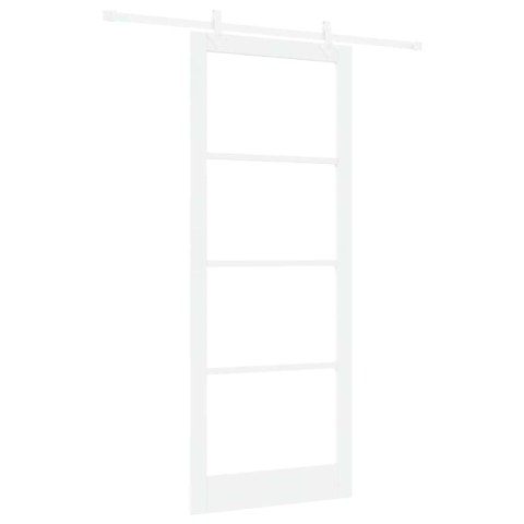 DRZWI PRZESUWNE BIAŁY 93X232CM LITE DREWNO SOSNOWE I SZKŁO
