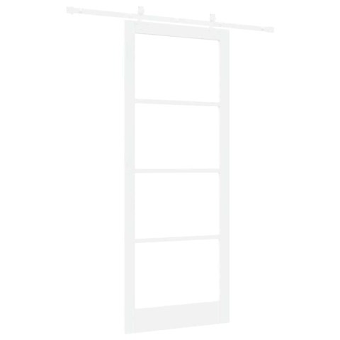 DRZWI PRZESUWNE BIAŁY 93X232CM LITE DREWNO SOSNOWE I SZKŁO