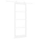 DRZWI PRZESUWNE BIAŁY 93X232CM LITE DREWNO SOSNOWE I SZKŁO