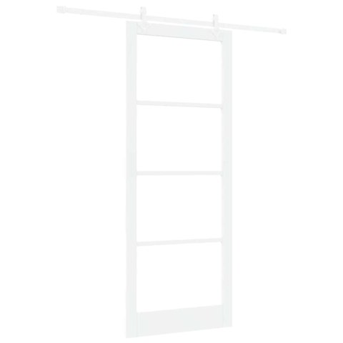 DRZWI PRZESUWNE BIAŁY 93X232CM LITE DREWNO SOSNOWE I SZKŁO