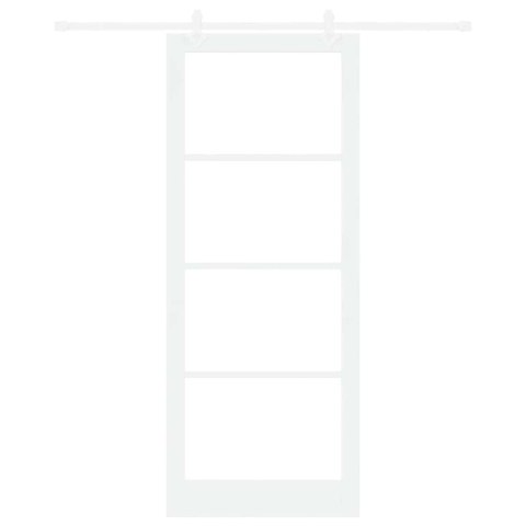 DRZWI PRZESUWNE BIAŁY 93X232CM LITE DREWNO SOSNOWE I SZKŁO