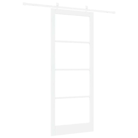 DRZWI PRZESUWNE BIAŁY 93X232CM LITE DREWNO SOSNOWE I SZKŁO