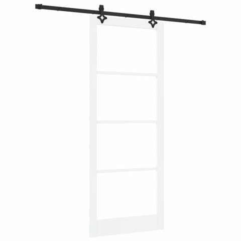 DRZWI PRZESUWNE BIAŁY 93X232CM LITE DREWNO SOSNOWE I SZKŁO