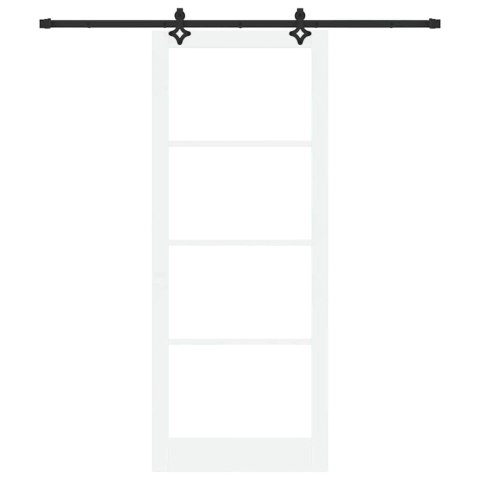 DRZWI PRZESUWNE BIAŁY 93X232CM LITE DREWNO SOSNOWE I SZKŁO