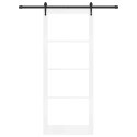 DRZWI PRZESUWNE BIAŁY 93X232CM LITE DREWNO SOSNOWE I SZKŁO