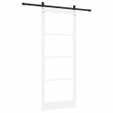 DRZWI PRZESUWNE BIAŁY 93X232CM LITE DREWNO SOSNOWE I SZKŁO
