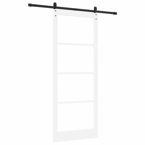 DRZWI PRZESUWNE BIAŁY 93X232CM LITE DREWNO SOSNOWE I SZKŁO