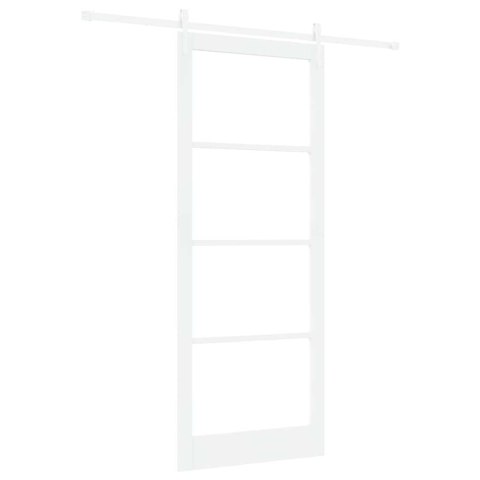 DRZWI PRZESUWNE BIAŁY 93X232CM LITE DREWNO SOSNOWE I SZKŁO