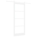 DRZWI PRZESUWNE BIAŁY 93X232CM LITE DREWNO SOSNOWE I SZKŁO