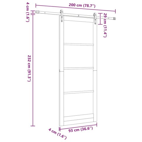 DRZWI PRZESUWNE BIAŁY 93X232CM LITE DREWNO SOSNOWE I SZKŁO