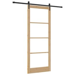 VidaXL Drzwi przesuwne Naturalny i czarny 93 x 232 cm