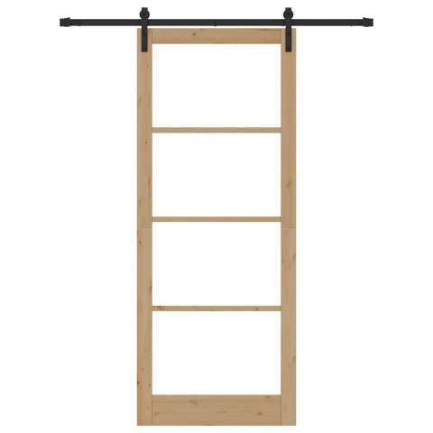 VidaXL Drzwi przesuwne ORKDAL Naturalny i czarny 93 x 232 cm