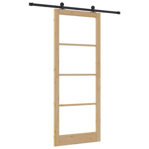VidaXL Drzwi przesuwne ORKDAL Naturalny i czarny 93 x 232 cm