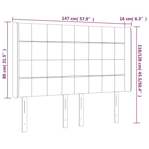 VidaXL Zagłówek do łóżka z LED, czarny, 147x16x118/128 cm, aksamit