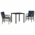 ZESTAW DO JADALNI W OGRODZIE 3 PCS SZARY I CZARNY RATTAN