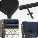 ZESTAW DO JADALNI W OGRODZIE 3 PCS SZARY I CZARNY RATTAN
