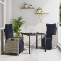 ZESTAW DO JADALNI W OGRODZIE 3 PCS SZARY I CZARNY RATTAN