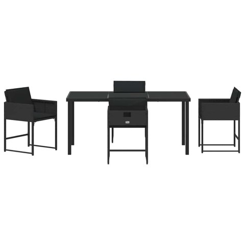 ZESTAW DO JADALNI W OGRODZIE 5 PCS CZARNY POLIRATTAN