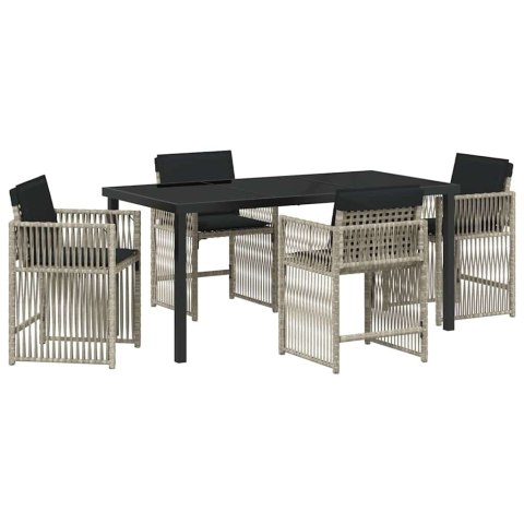 ZESTAW DO JADALNI W OGRODZIE 5 PCS JASNOSZARY POLIRATTAN