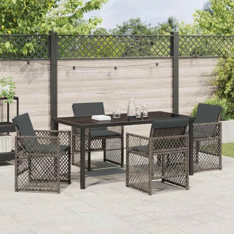 ZESTAW DO JADALNI W OGRODZIE 5 PCS SZARY POLIRATTAN