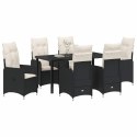 VidaXL Zestaw do jadalni w ogrodzie 7 pcs Czarny polirattan
