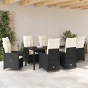 VidaXL Zestaw do jadalni w ogrodzie 7 pcs Czarny polirattan