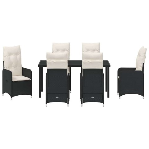 VidaXL Zestaw do jadalni w ogrodzie 7 pcs Czarny polirattan