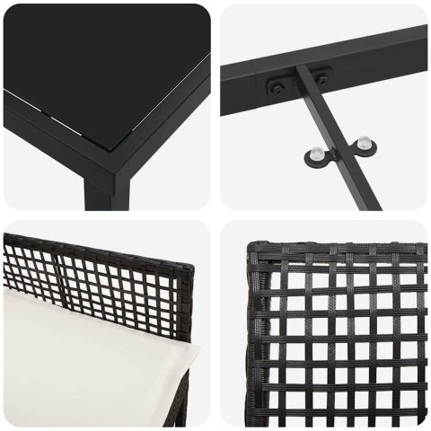VidaXL Zestaw do jadalni w ogrodzie z poduszką 5 pcs Czarny polirattan