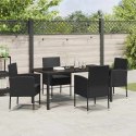 VidaXL Zestaw do jadalni w ogrodzie z poduszką 5 pcs Czarny polirattan