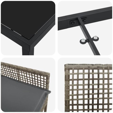 ZESTAW DO JADALNI W OGRODZIE Z PODUSZKĄ 5 PCS SZARY POLIRATTAN