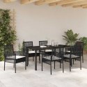 VidaXL Zestaw do jadalni w ogrodzie z poduszką 7 pcs Czarny polirattan