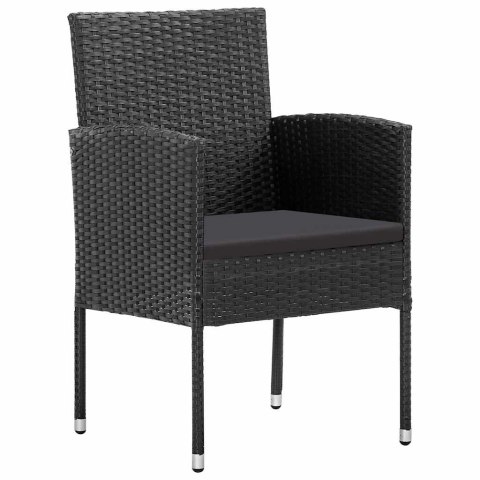 VidaXL Zestaw do jadalni w ogrodzie z poduszką 7 pcs Czarny polirattan