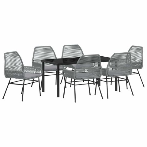 ZESTAW DO JADALNI W OGRODZIE Z PODUSZKĄ 7 PCS SZARY POLIRATTAN