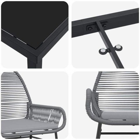 ZESTAW DO JADALNI W OGRODZIE Z PODUSZKĄ 7 PCS SZARY POLIRATTAN