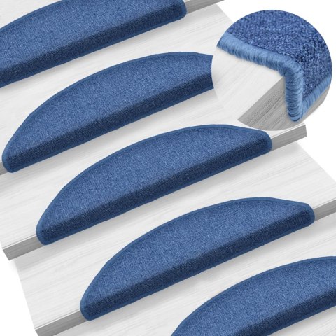 VidaXL Maty na schody 10 szt. 56x17x3 cm Niebieskie półokrągłe