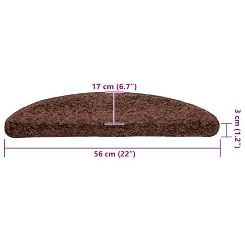 VidaXL Maty na schody 30 szt. 56x17x3 cm Brązowe półokrągłe