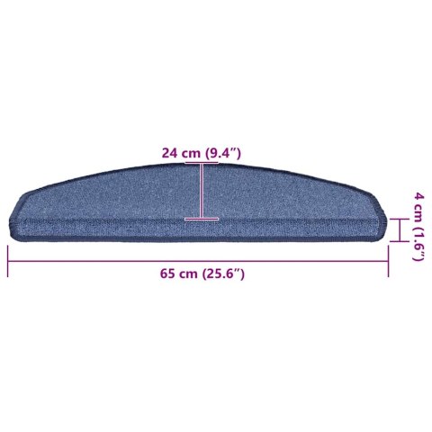 VidaXL Maty na schody 30 szt. 65x24x4 cm niebieskie półokrągłe duże