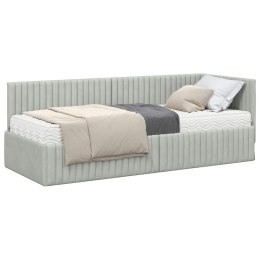 VidaXL Rama Łóżka Narożnego z Materacem 2 pcs Jasnoszary Aksamit