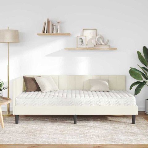 VidaXL Rama Łóżka Narożnego z Materacem 2 pcs Kremowy Aksamit