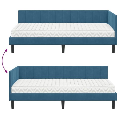 VidaXL Rama Łóżka Narożnego z Materacem 2 pcs Niebieski Aksamit