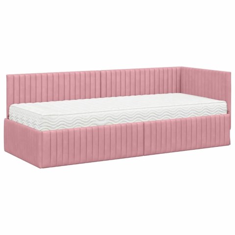 VidaXL Rama Łóżka Narożnego z Materacem 2 pcs Szary Aksamit