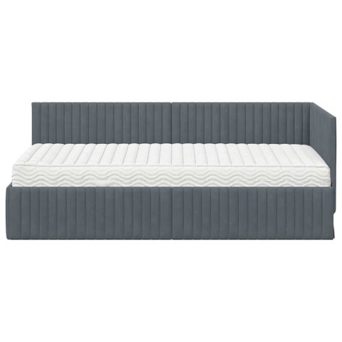 VidaXL Rama Łóżka Narożnego z Materacem 2 pcs Szary Aksamit