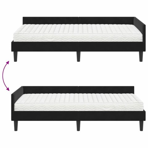 VidaXL Rama Łóżka Narożnego z Materacem Inny 2 pcs Czarny Aksamit