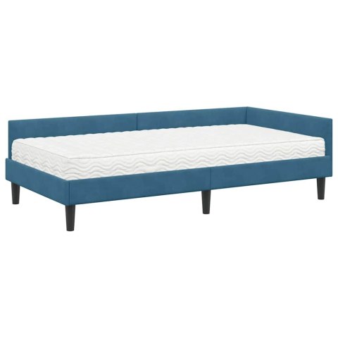 VidaXL Rama Łóżka Narożnego z Materacem Inny 2 pcs Niebieski Aksamit
