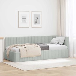 VidaXL Rama łóżka narożnego Jasnoszary 80 cm x 200 cm Aksamit
