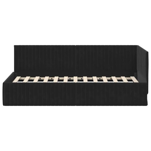 VidaXL Rama łóżka narożnego Z zagłówkiem Czarny 90 cm x 200 cm Aksamit
