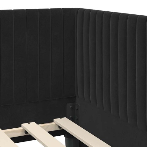 VidaXL Rama łóżka narożnego Z zagłówkiem Czarny 90 cm x 200 cm Aksamit