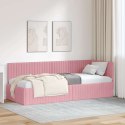 VidaXL Rama łóżka narożnego Z zagłówkiem Różowy 80 cm x 200 cm Aksamit